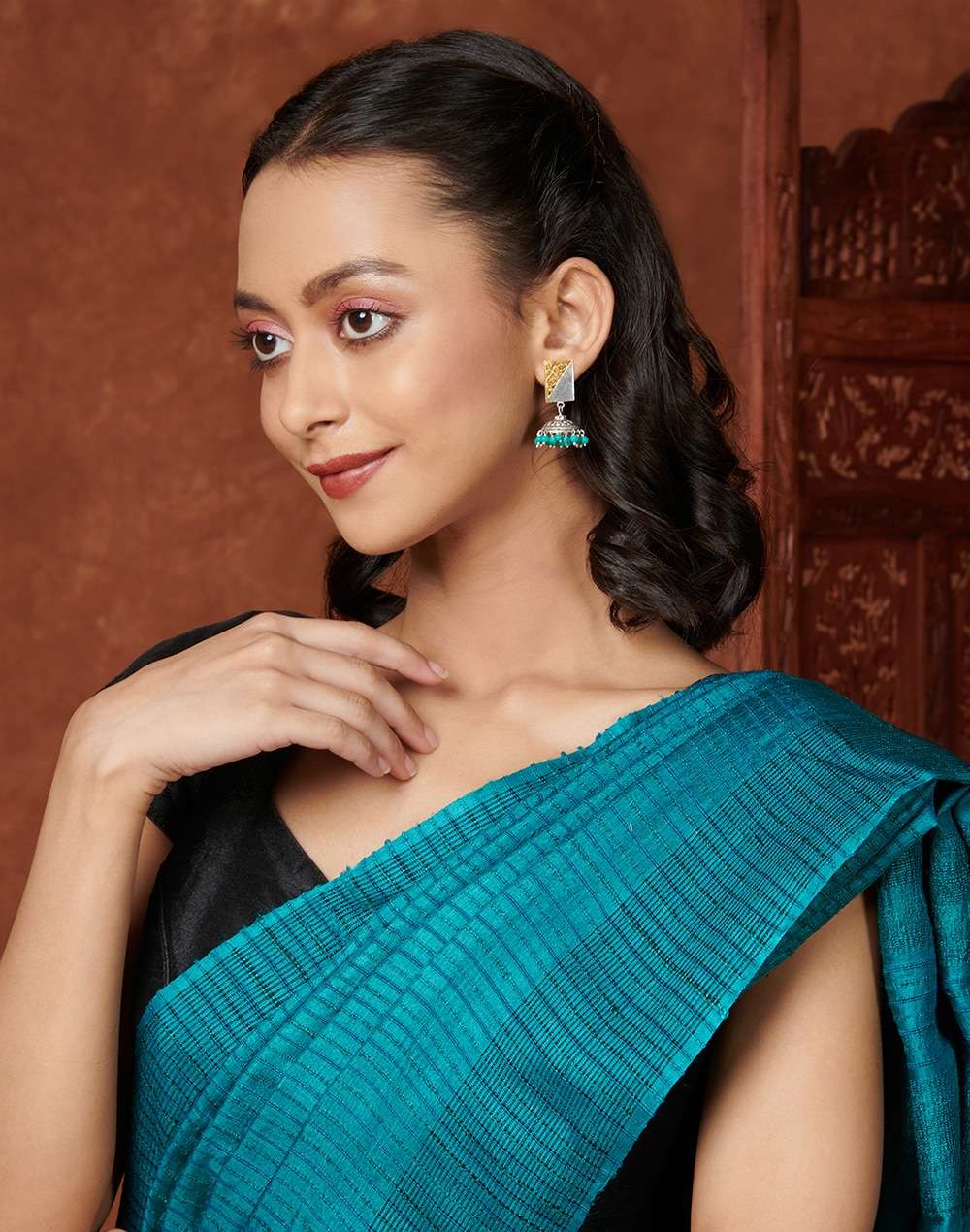 Silver Two Tone Jhumka Earrings