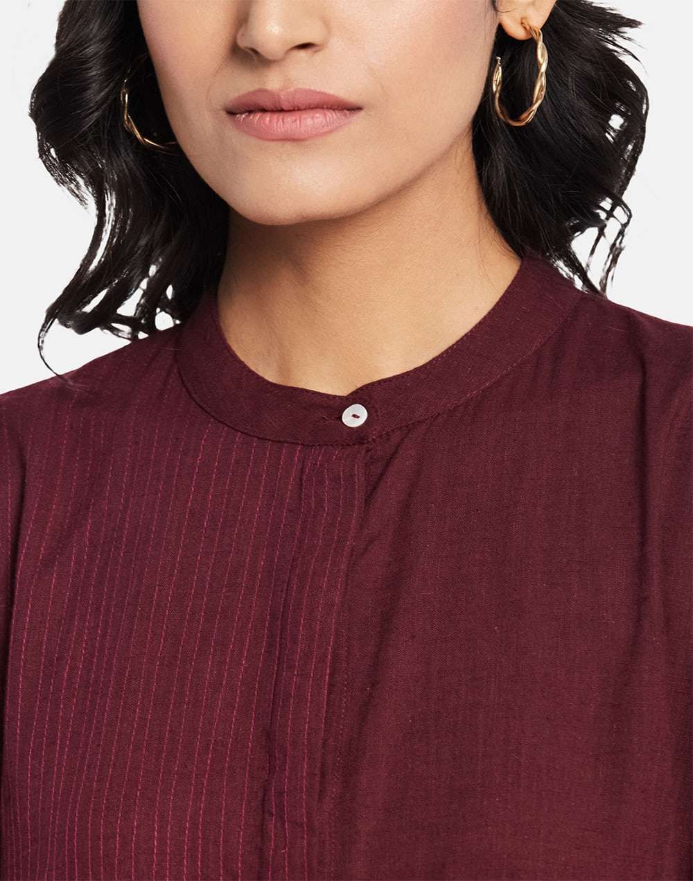 Cotton Slub Bell Sleeves Dress