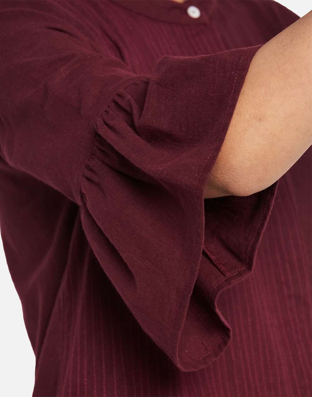 Cotton Slub Bell Sleeves Dress