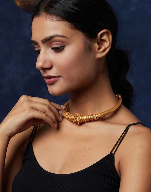Silver Gold Plated Hasli Necklace Silver Gold Plated Hasli Necklace