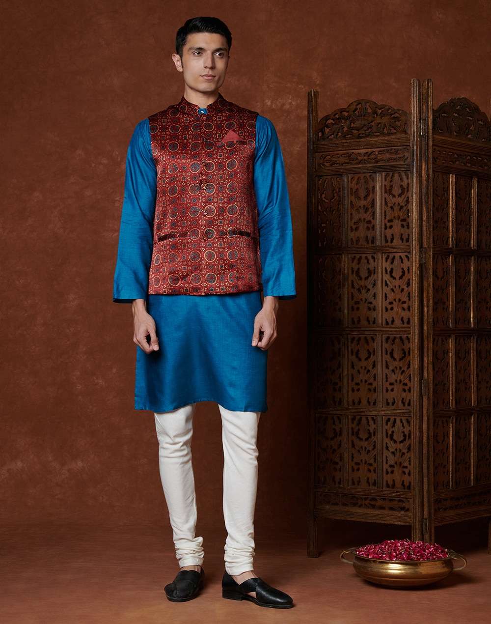 Viscose Silk Ajrakh Nehru Jacket