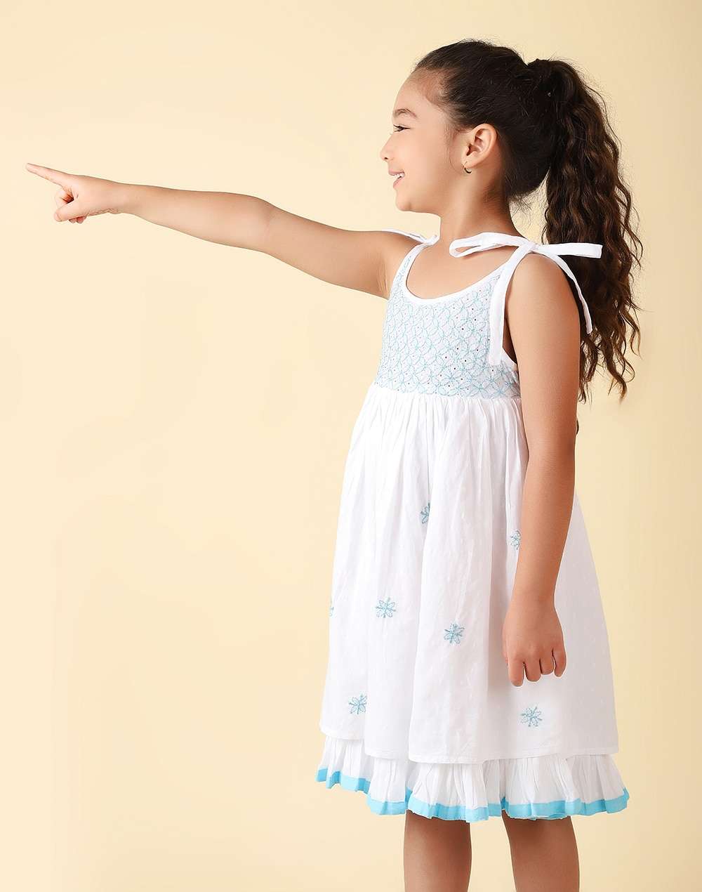 Cotton Slub Embroidered Dress