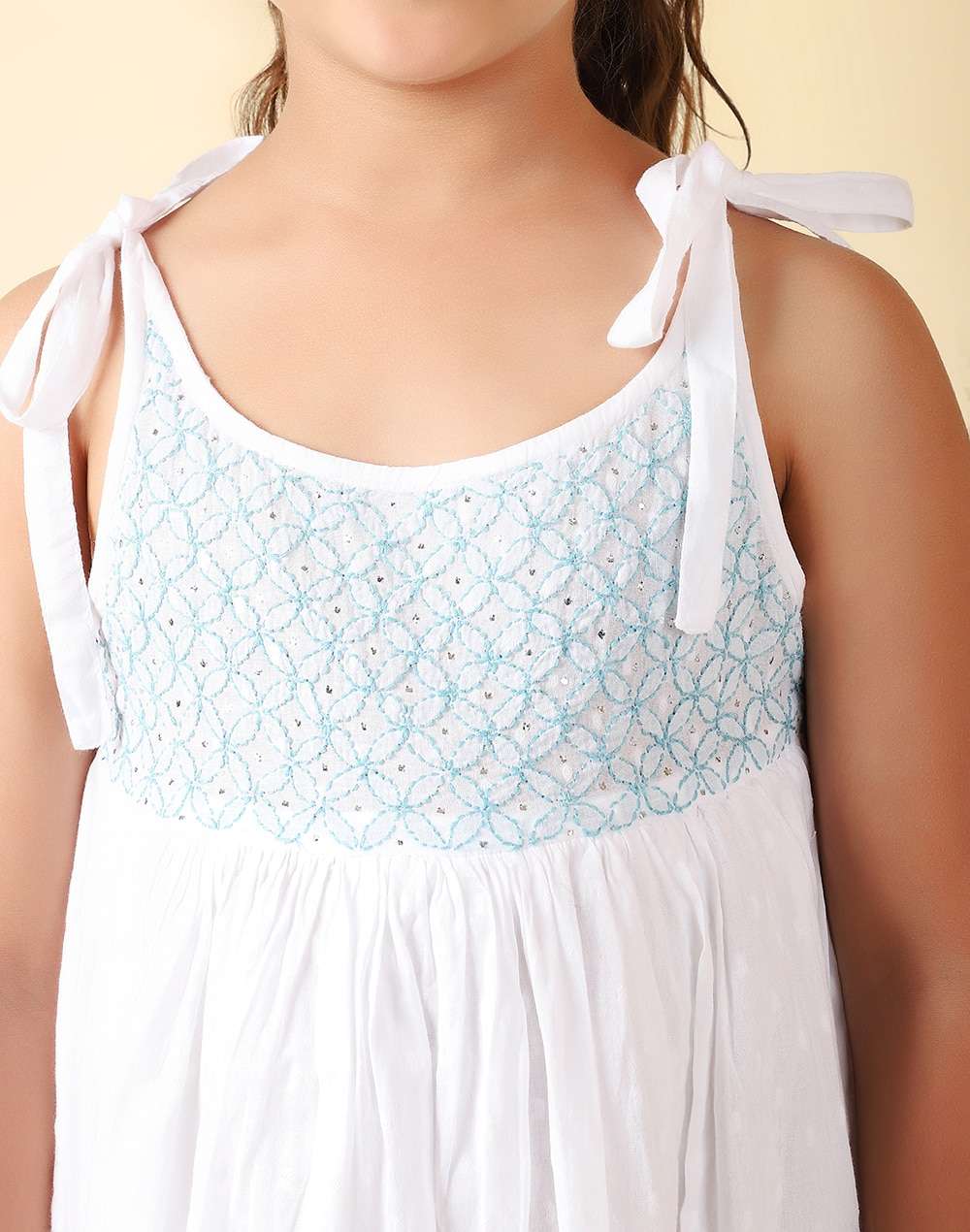 Cotton Slub Embroidered Dress