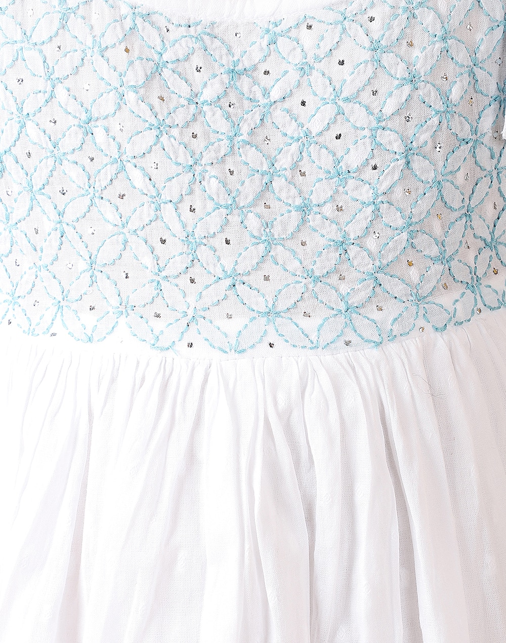 Cotton Slub Embroidered Dress