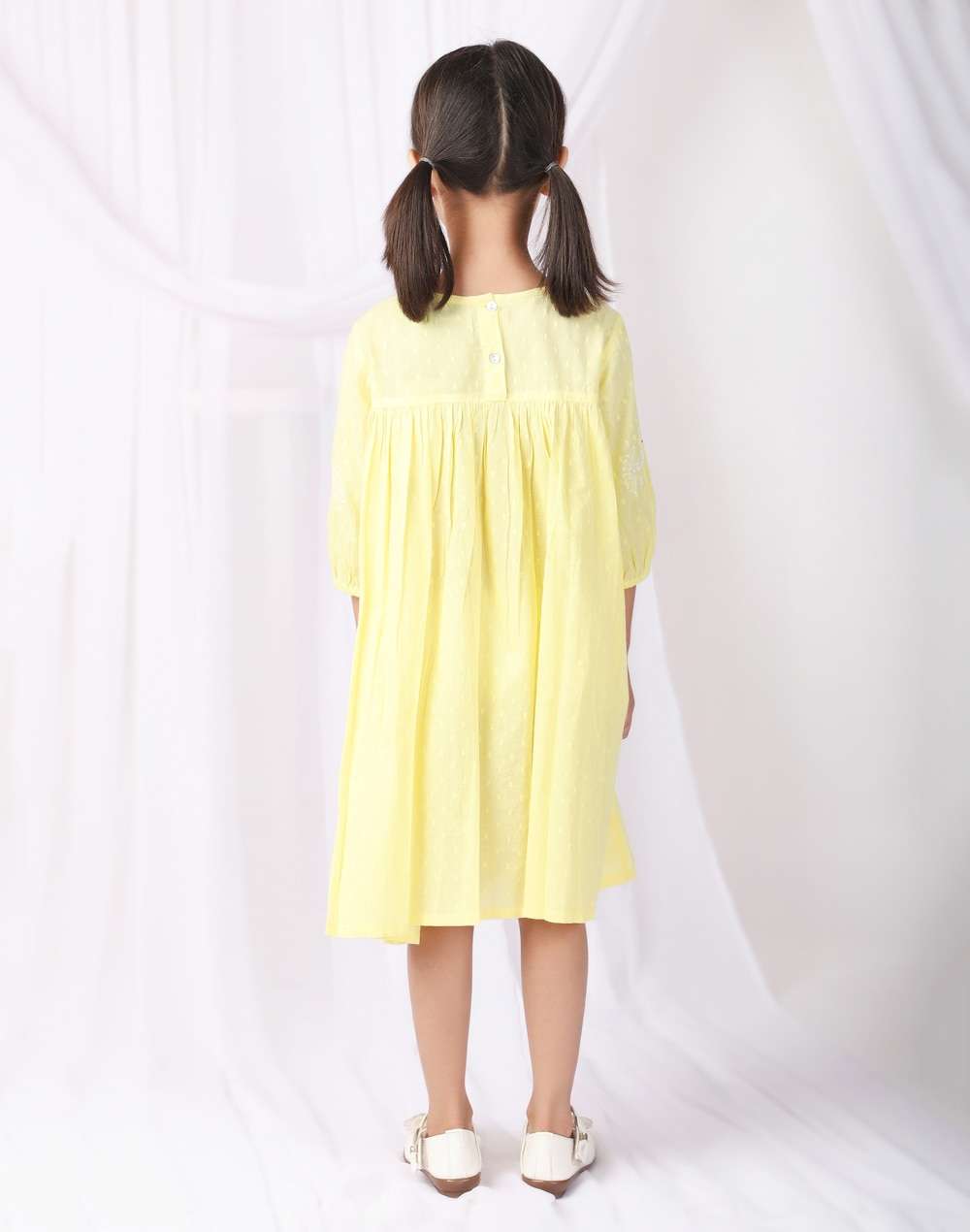 Cotton Slub Embroidered Dress