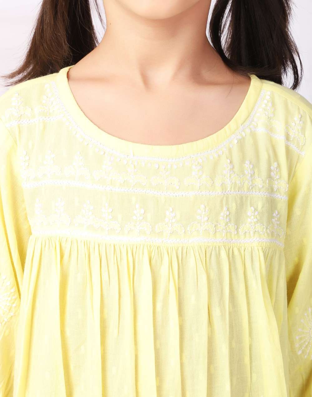 Cotton Slub Embroidered Dress