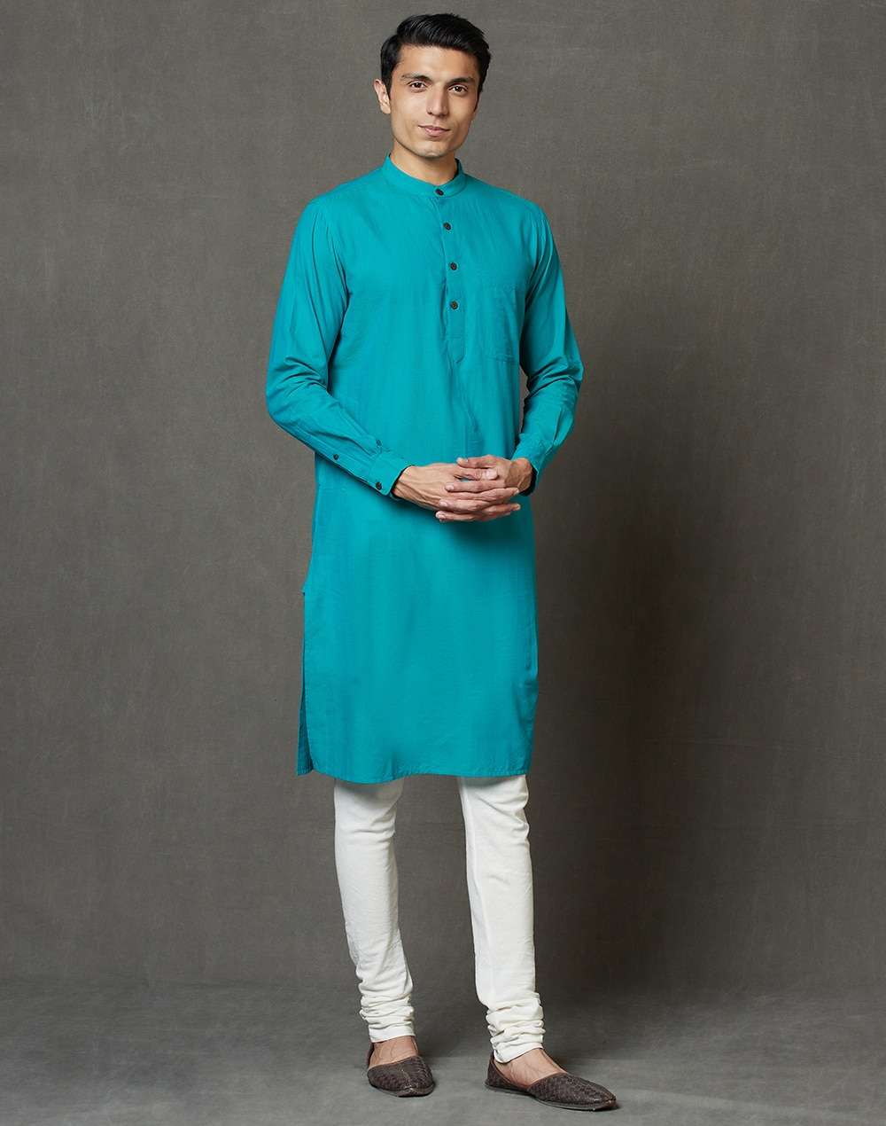 Cotton Slim Fit Long Kurta With Cuff