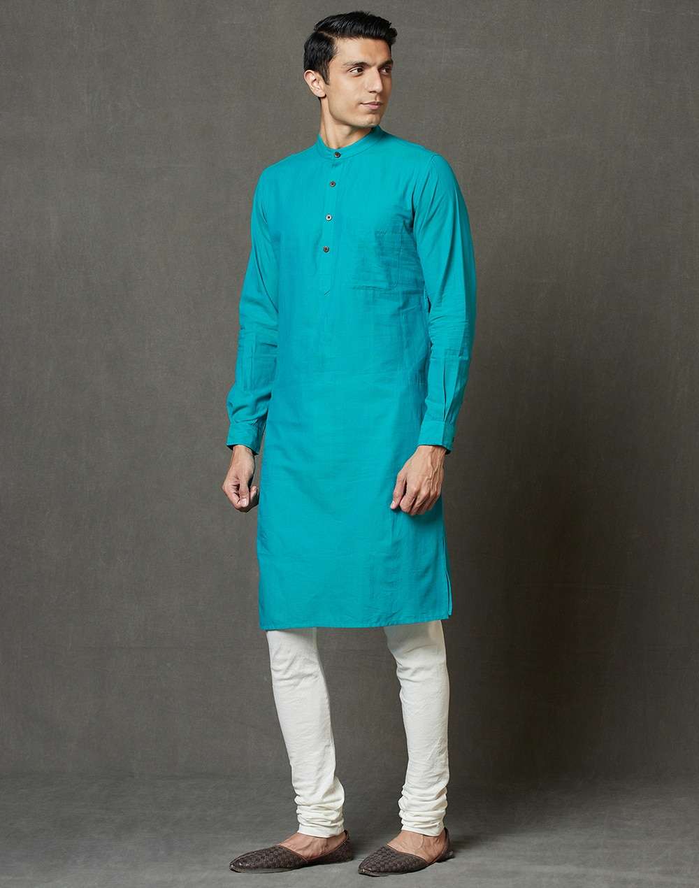 Cotton Slim Fit Long Kurta With Cuff