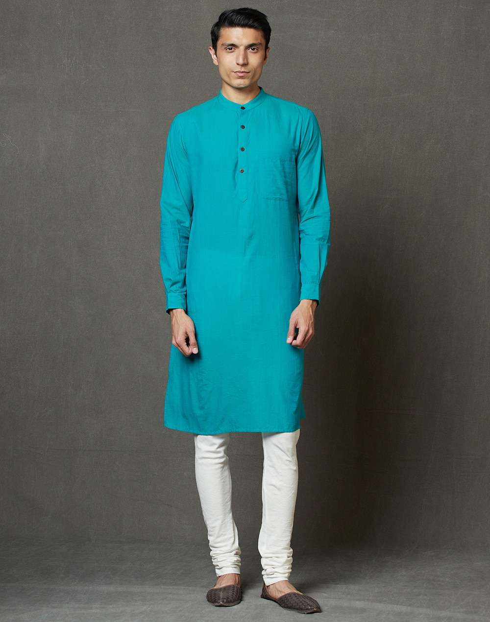 Cotton Slim Fit Long Kurta With Cuff