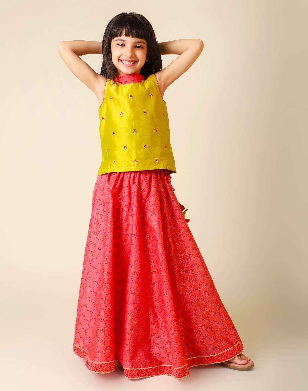 Cotton Printed 3 Piece Lehenga Choli Set