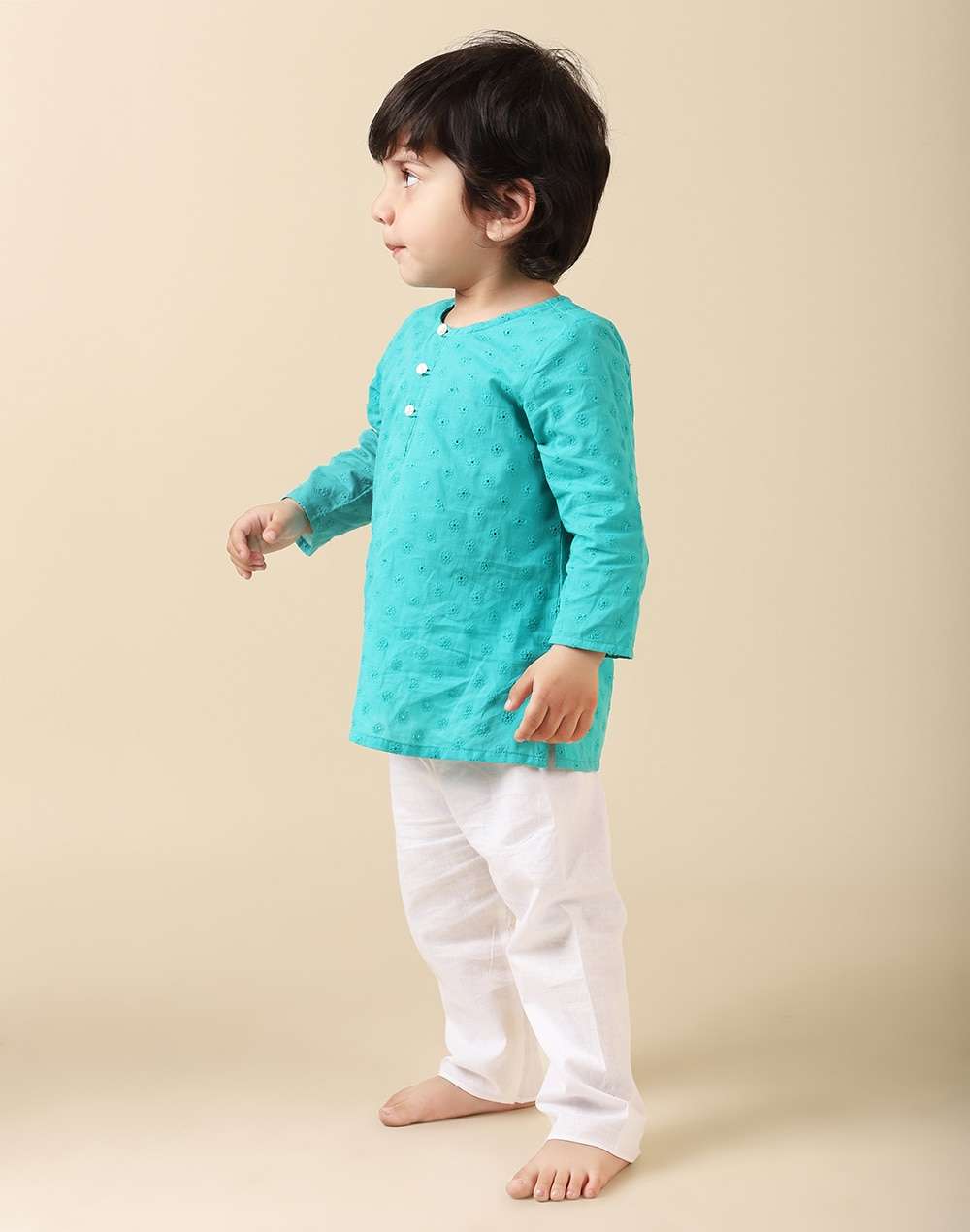Cotton Schiffli Embroidered Long Kurta
