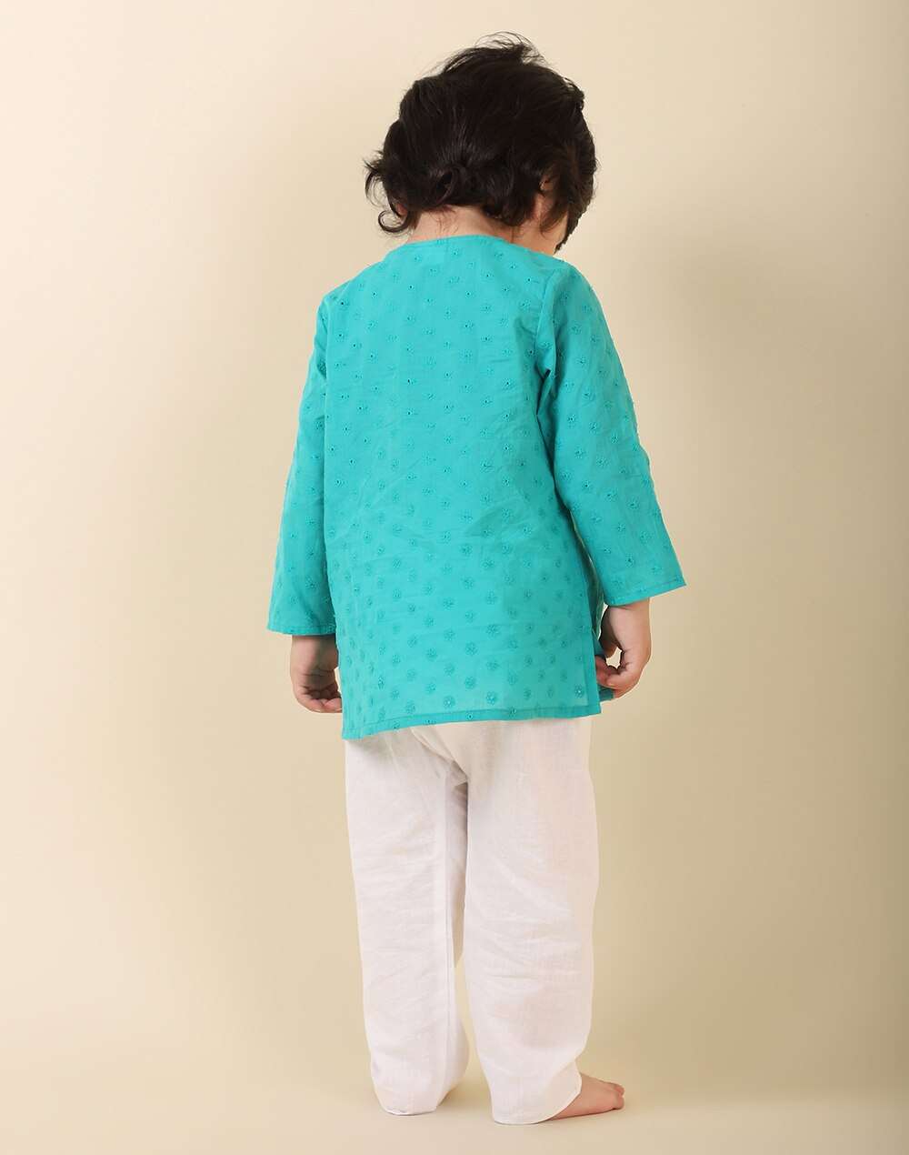 Cotton Schiffli Embroidered Long Kurta