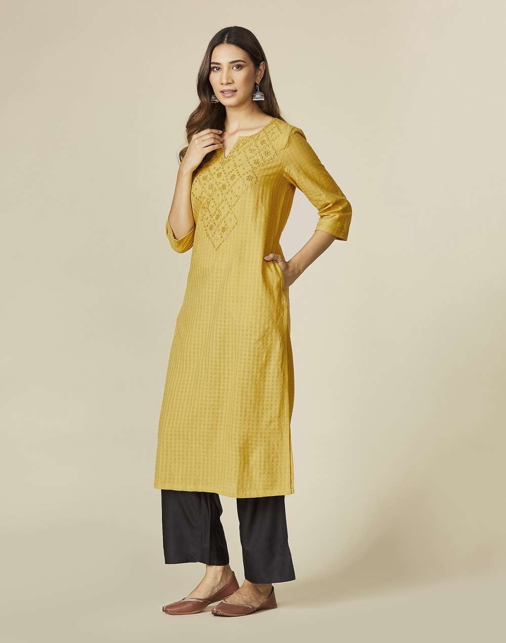 Cotton Embroidered Long Kurta