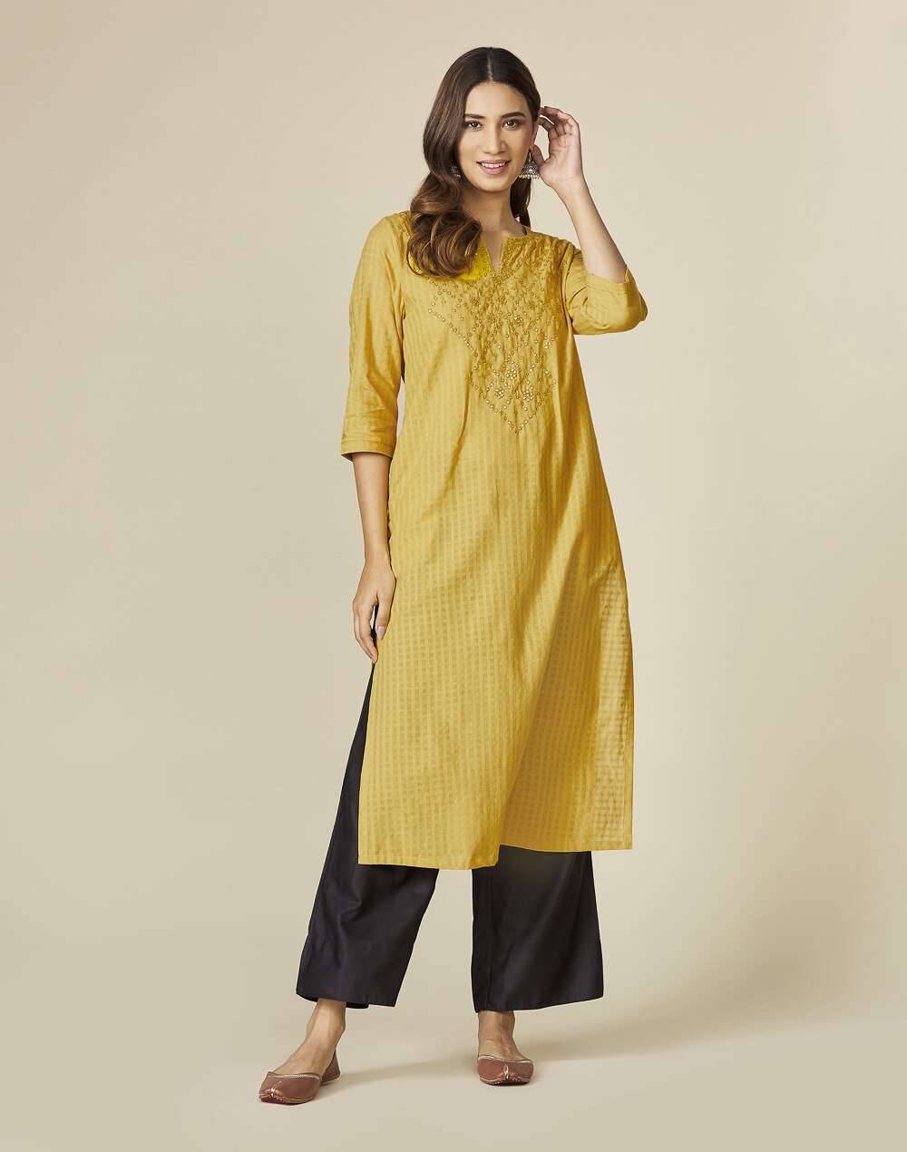 Cotton Embroidered Long Kurta