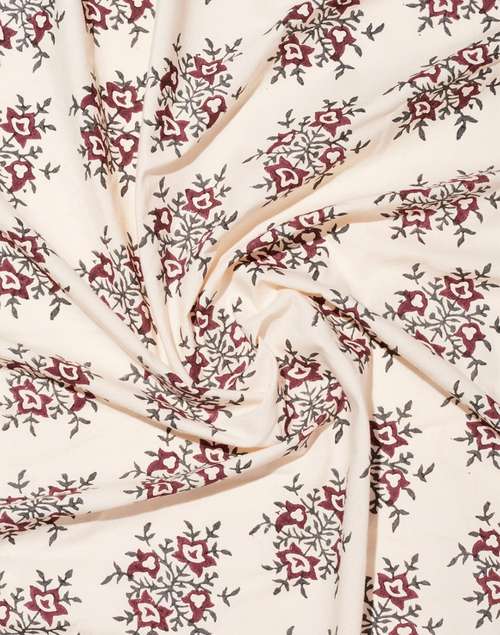 Maroon Trushita Cotton Hand Block Printed Double Bed Sheet Set With 2 Pillow Covers Maroon Trushita Cotton Hand Block Printed Double Bed Sheet Set With 2 Pillow Covers