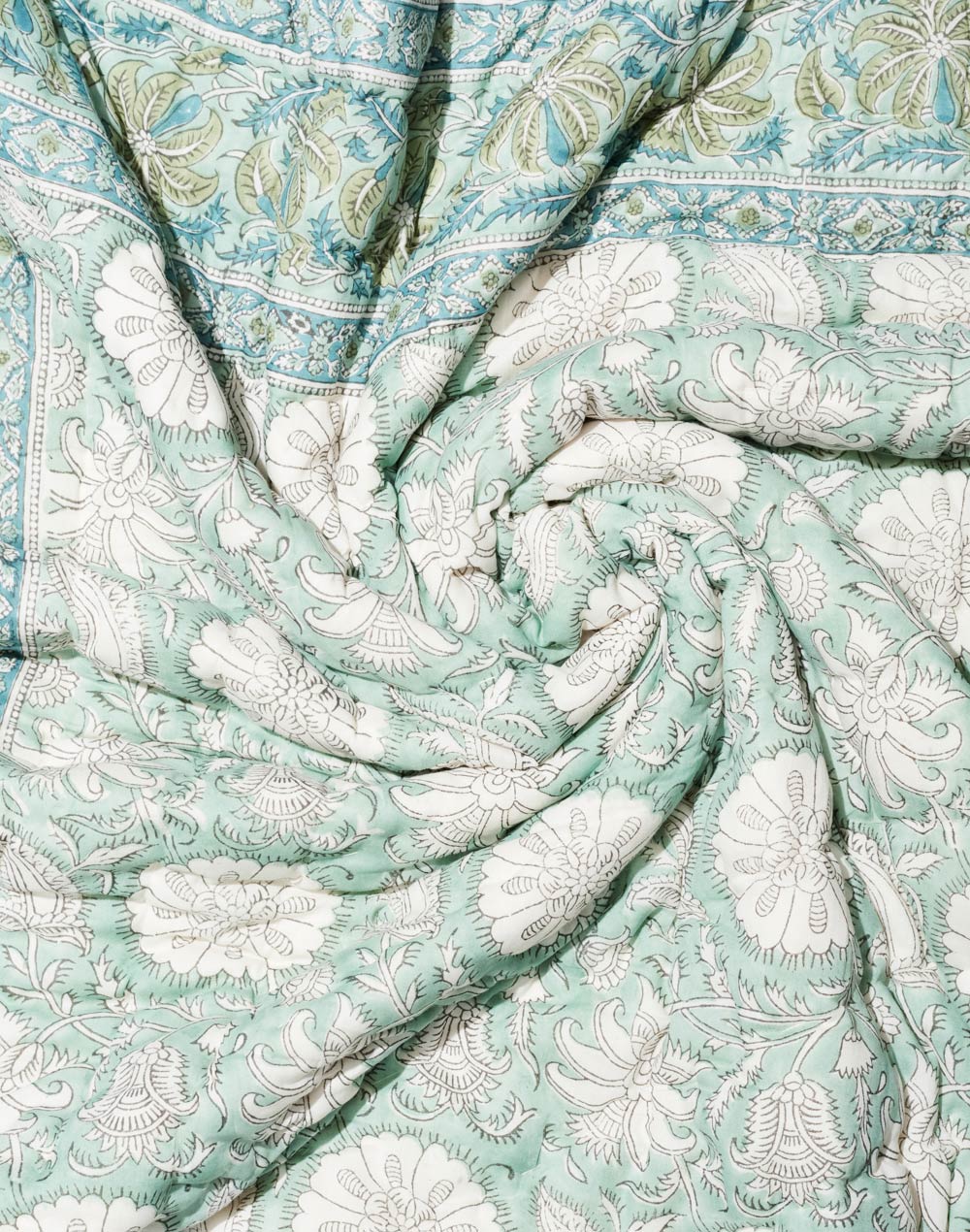 Teal Marika Jaal Cotton Quilt Hand Embroidery Single