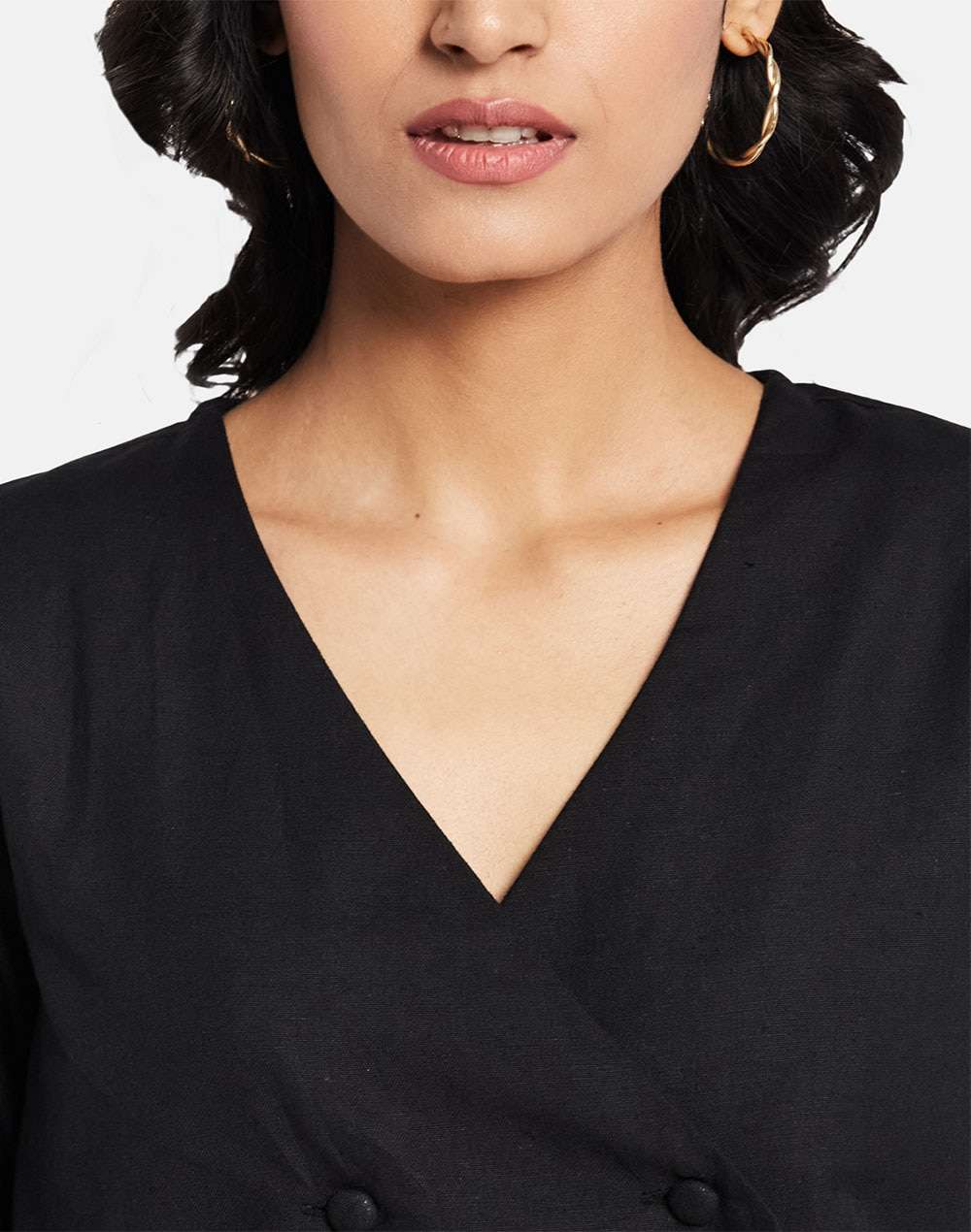FabNu Cotton Linen Flax Overlap Top