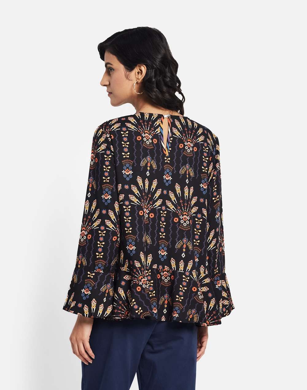 Cotton Printed Ruffles Top