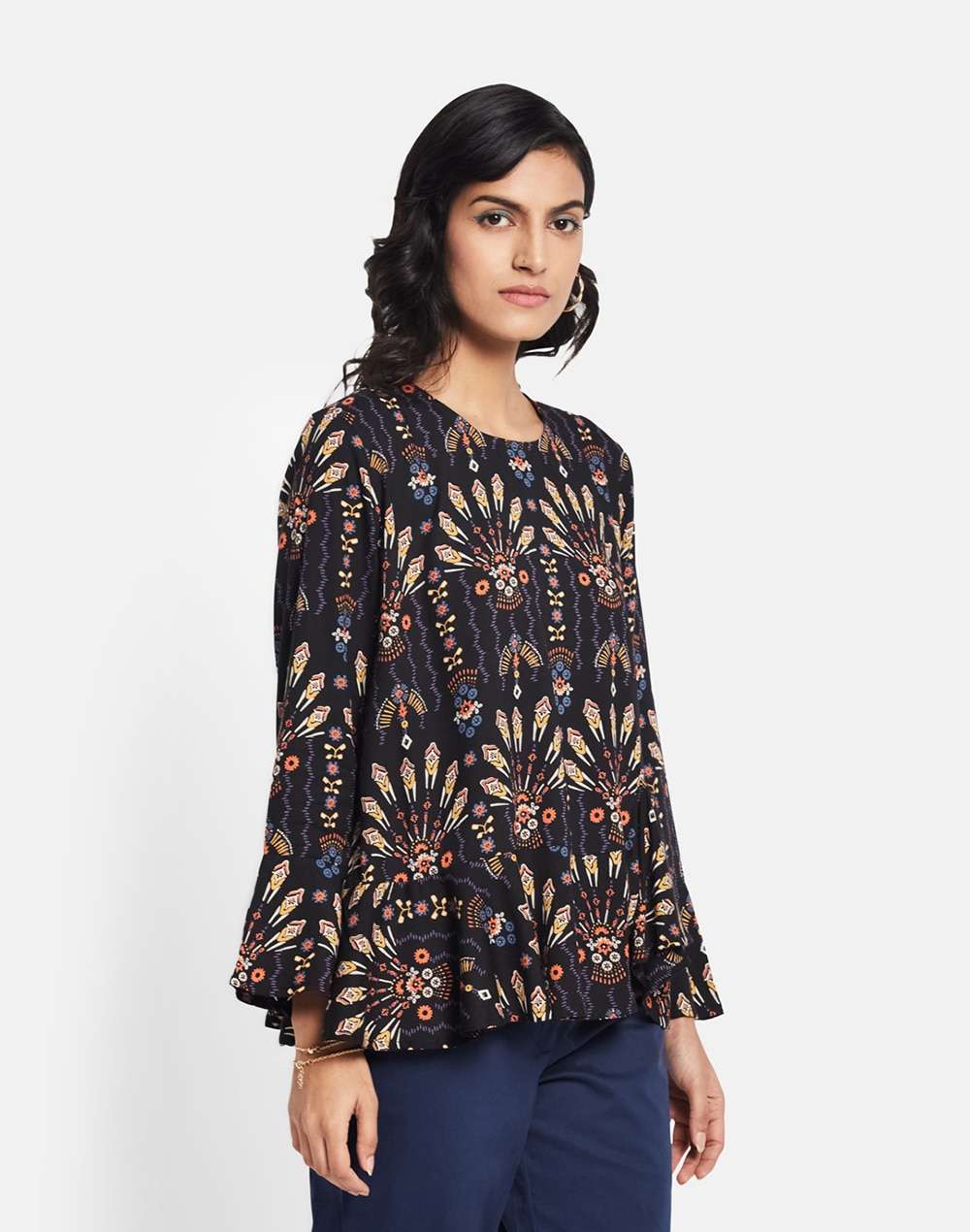 Cotton Printed Ruffles Top