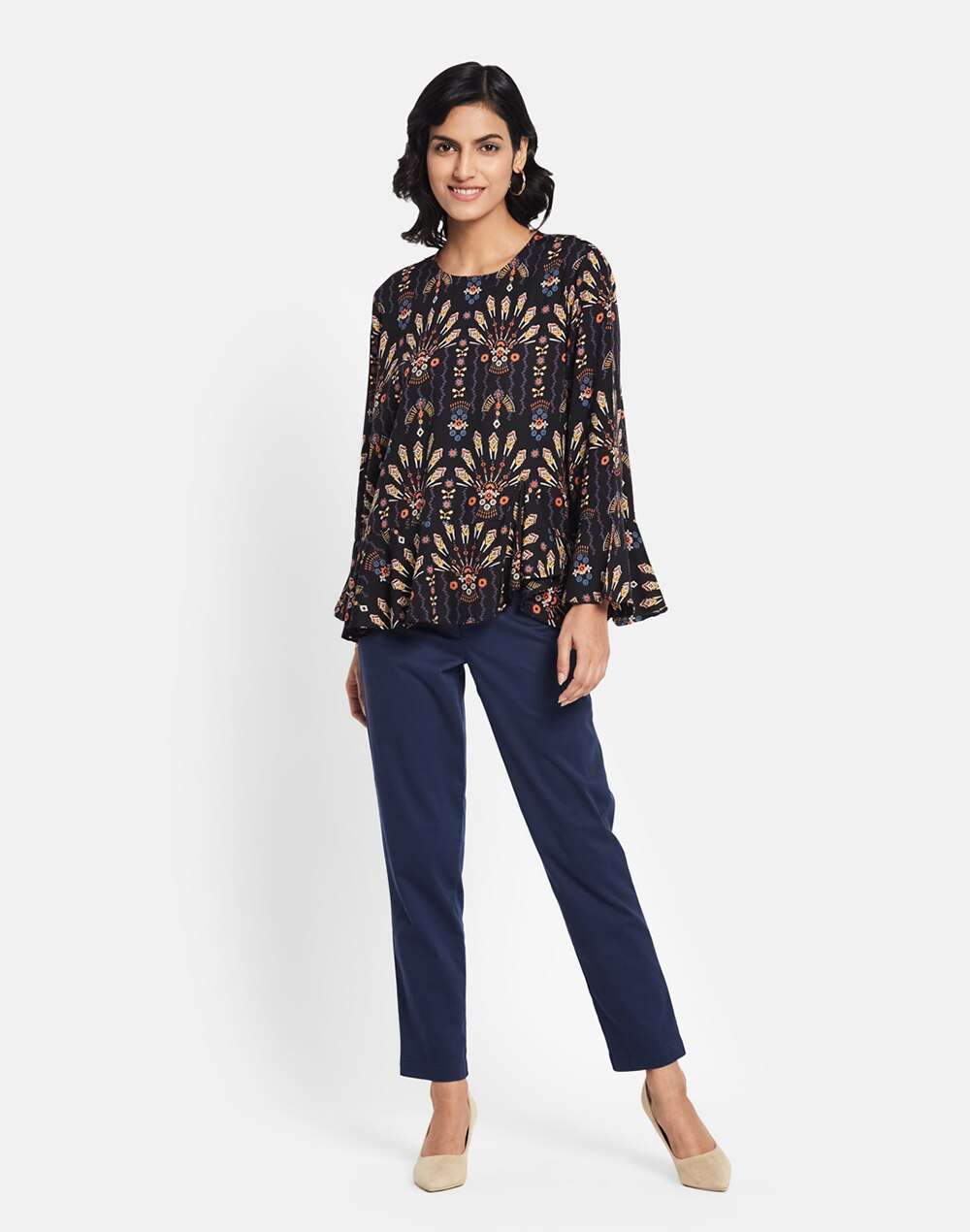 Cotton Printed Ruffles Top