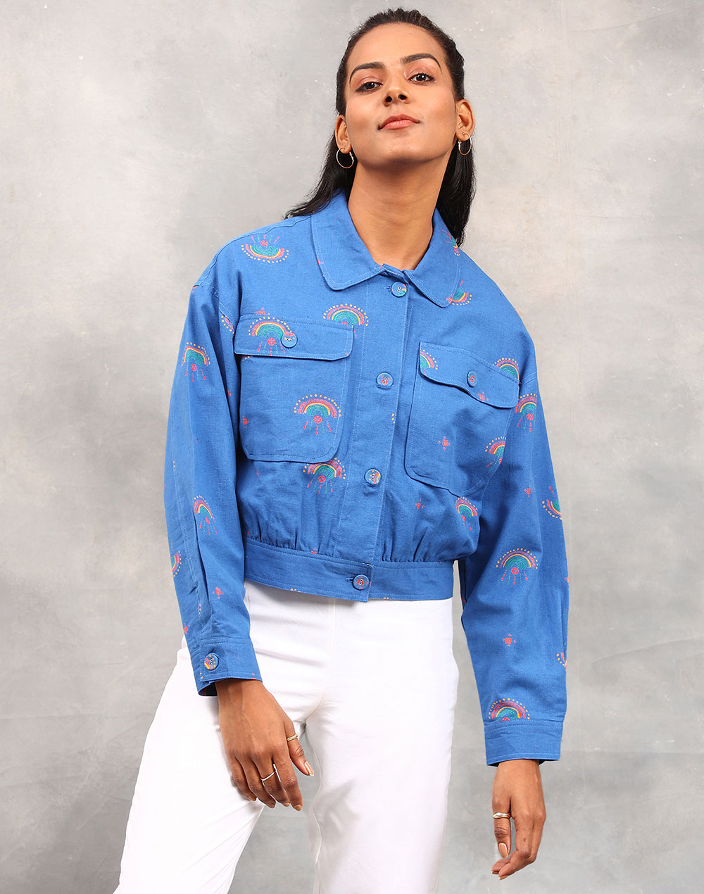 Blue Cotton Linen Jacket