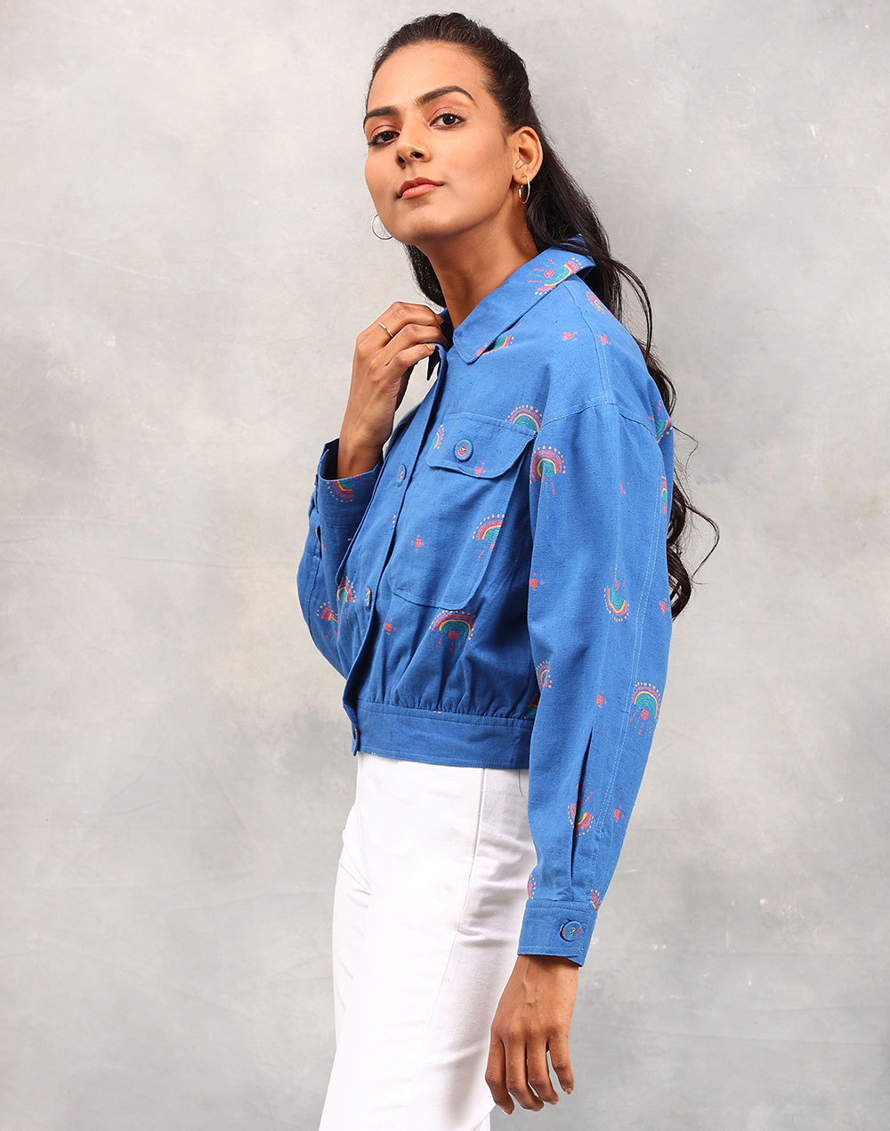 Blue Cotton Linen Jacket