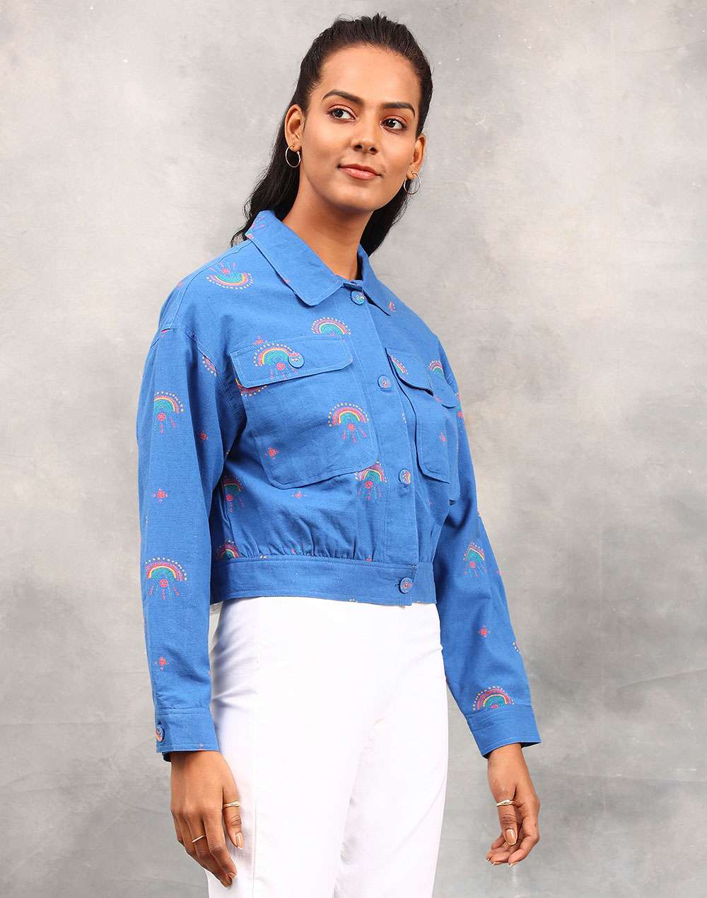 Blue Cotton Linen Jacket