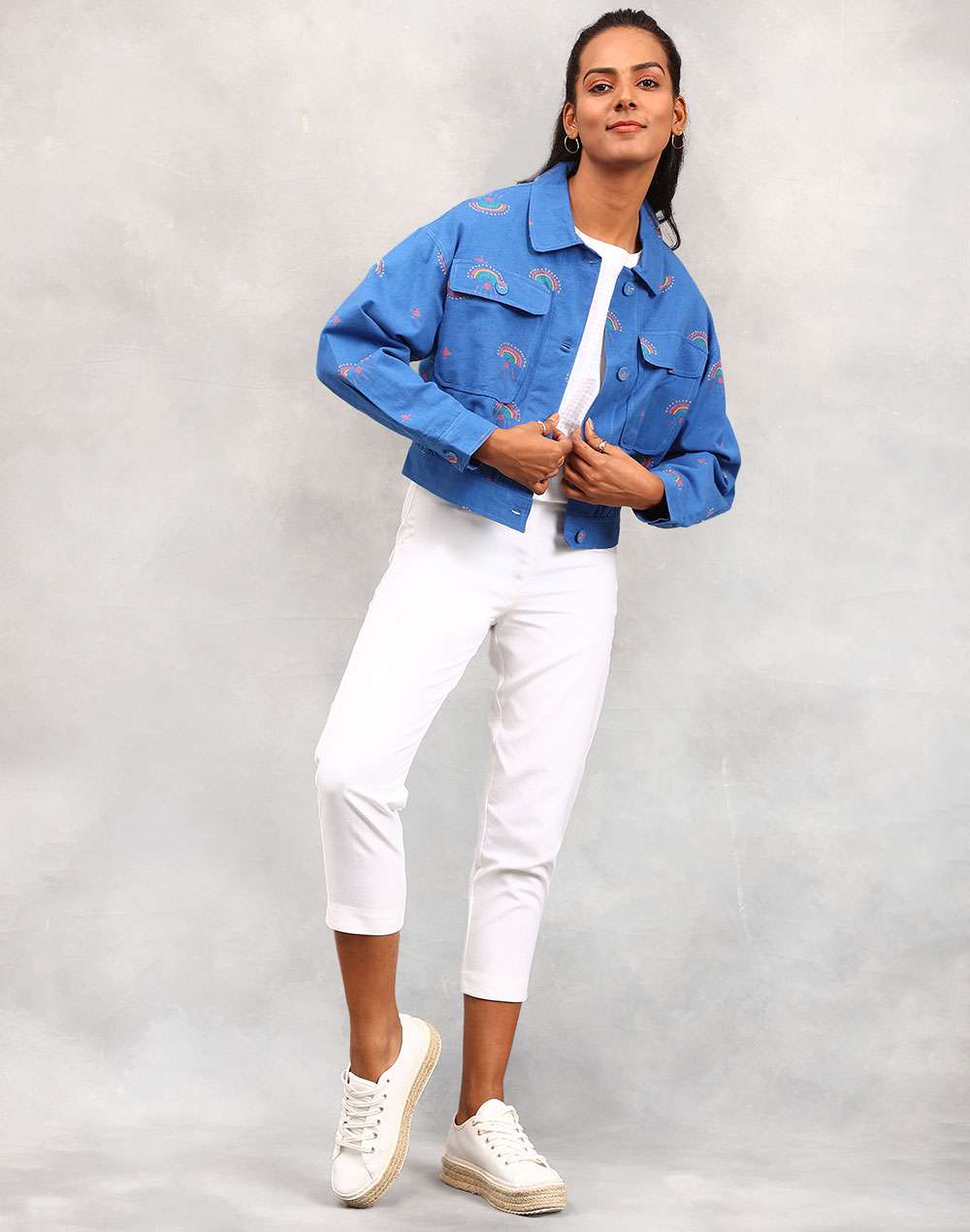 Blue Cotton Linen Jacket