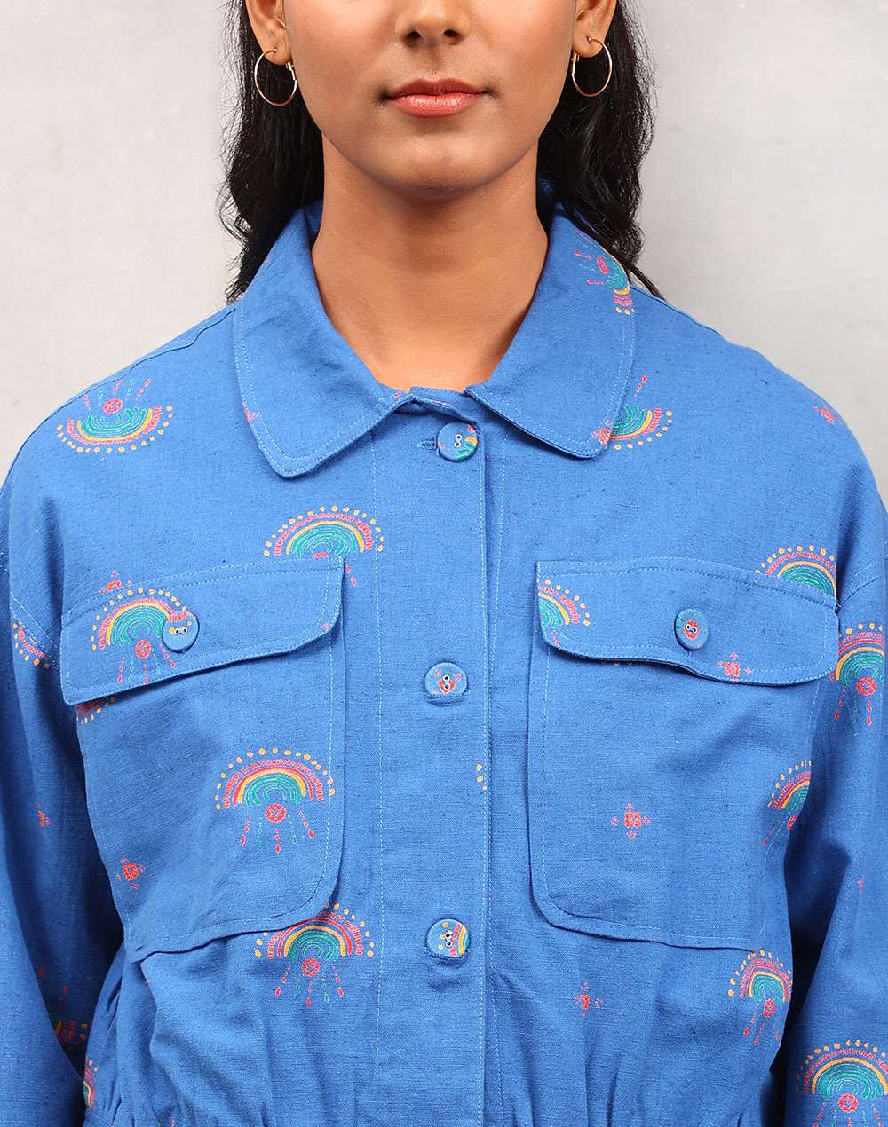 Blue Cotton Linen Jacket