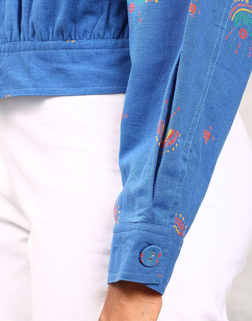 Blue Cotton Linen Jacket