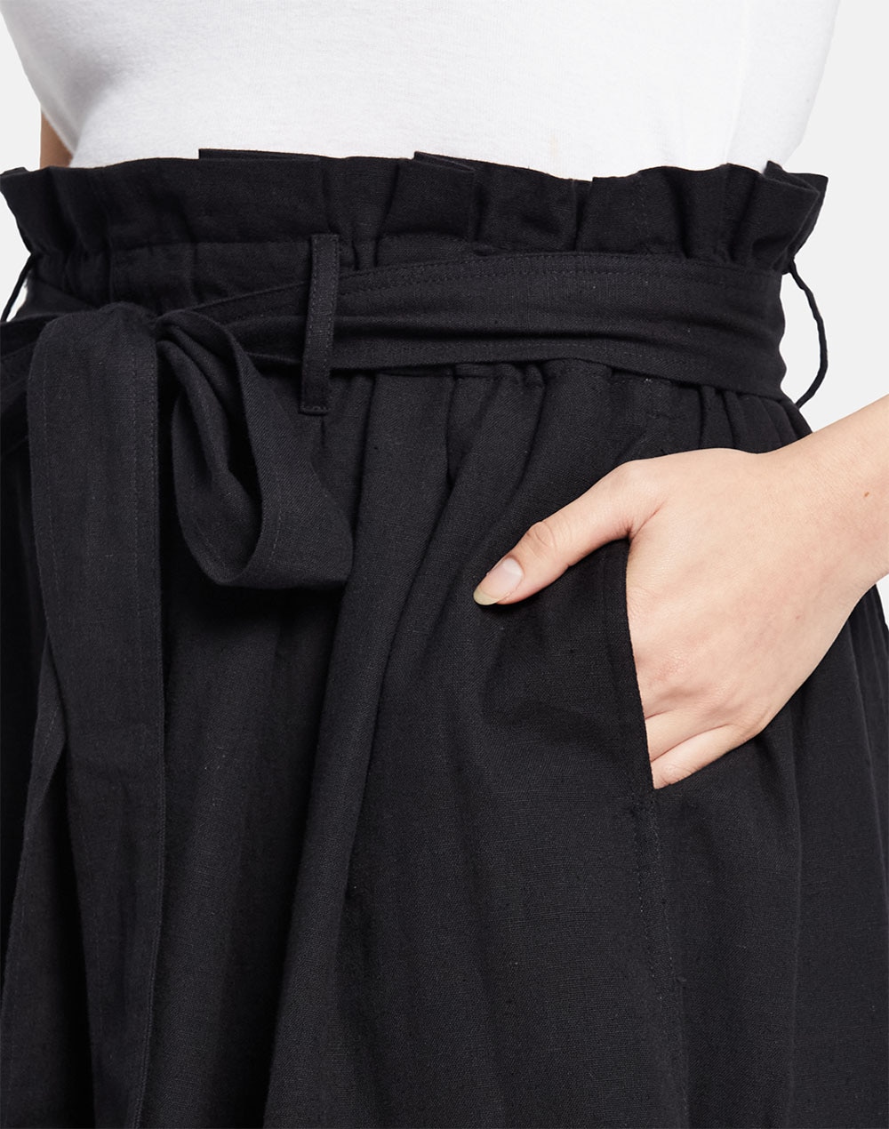 FabNu Black Cotton Linen Skirt