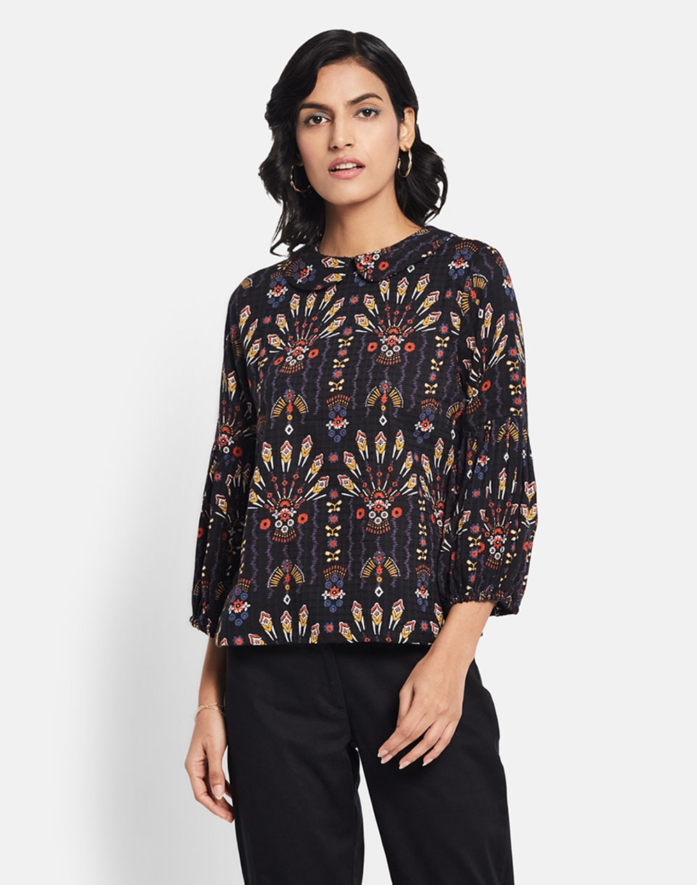 Cotton Dobby Printed Top