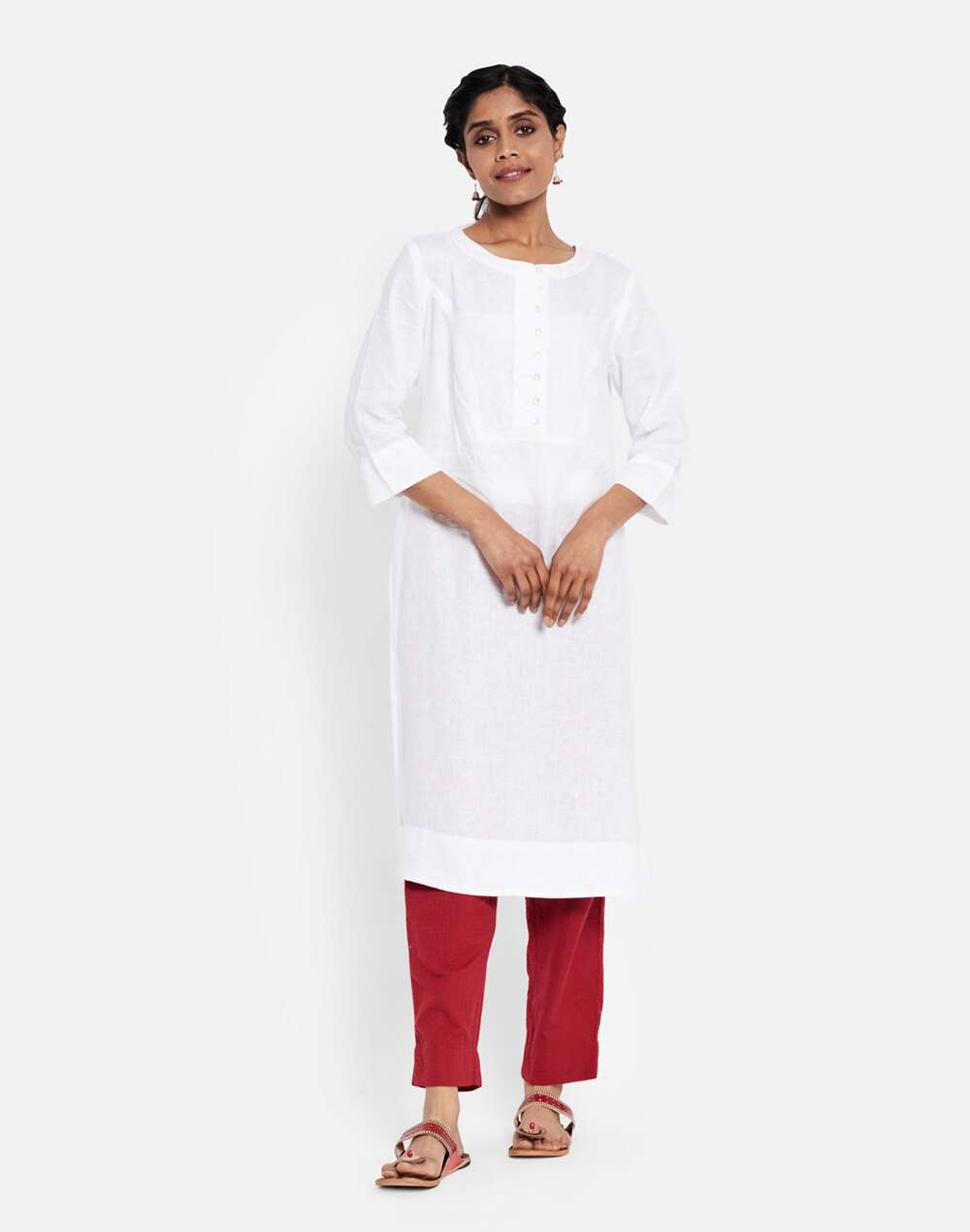 Linen Slim Fit Knee Length Kurta