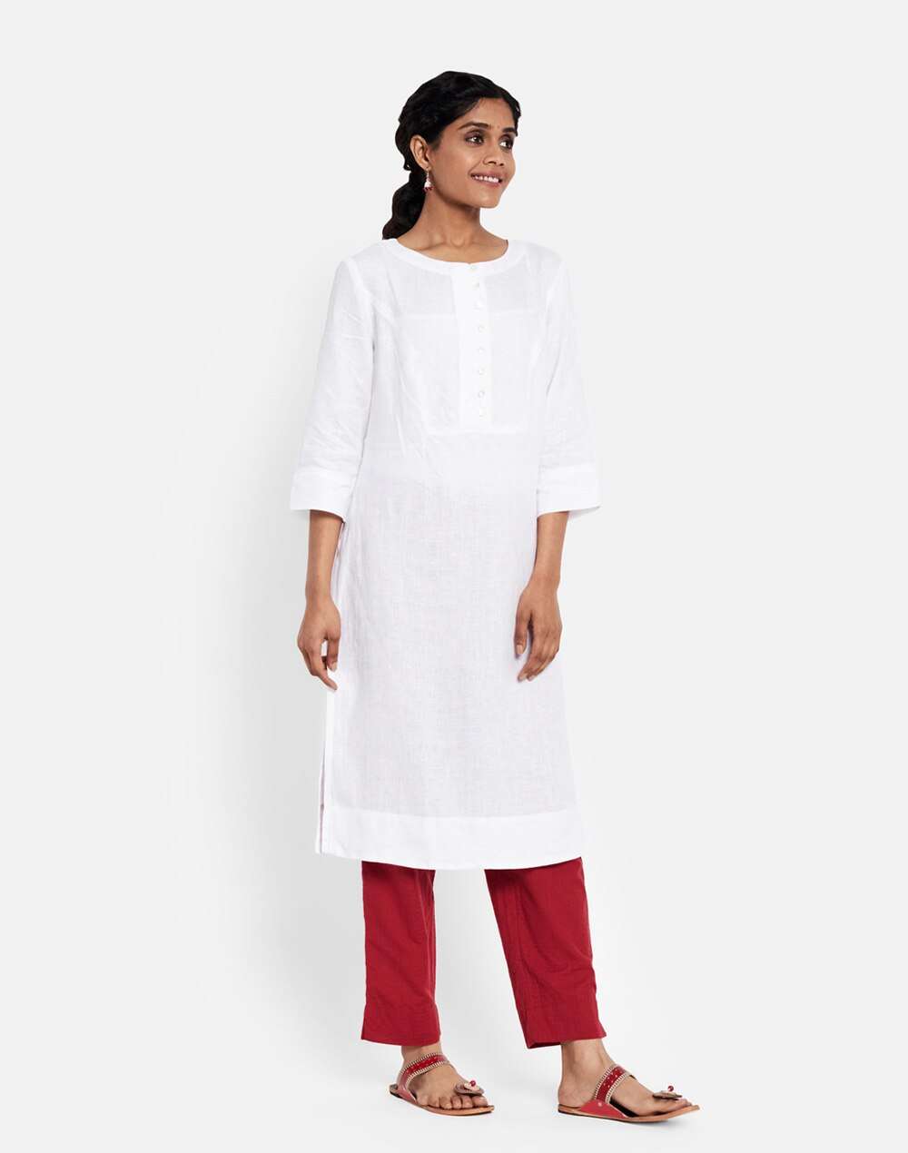 Linen Slim Fit Knee Length Kurta