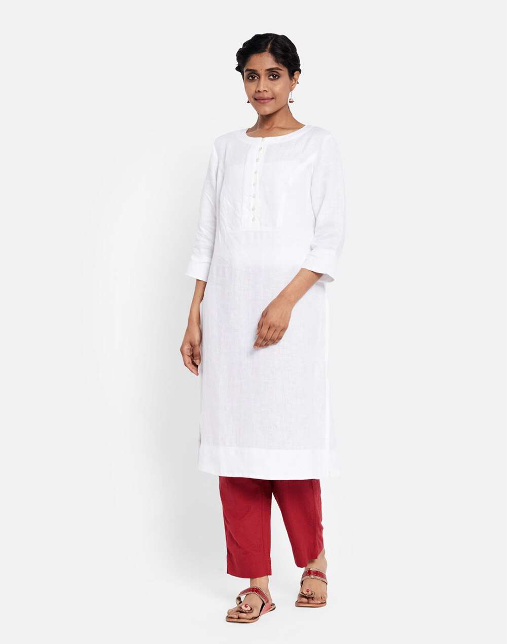 Linen Slim Fit Knee Length Kurta