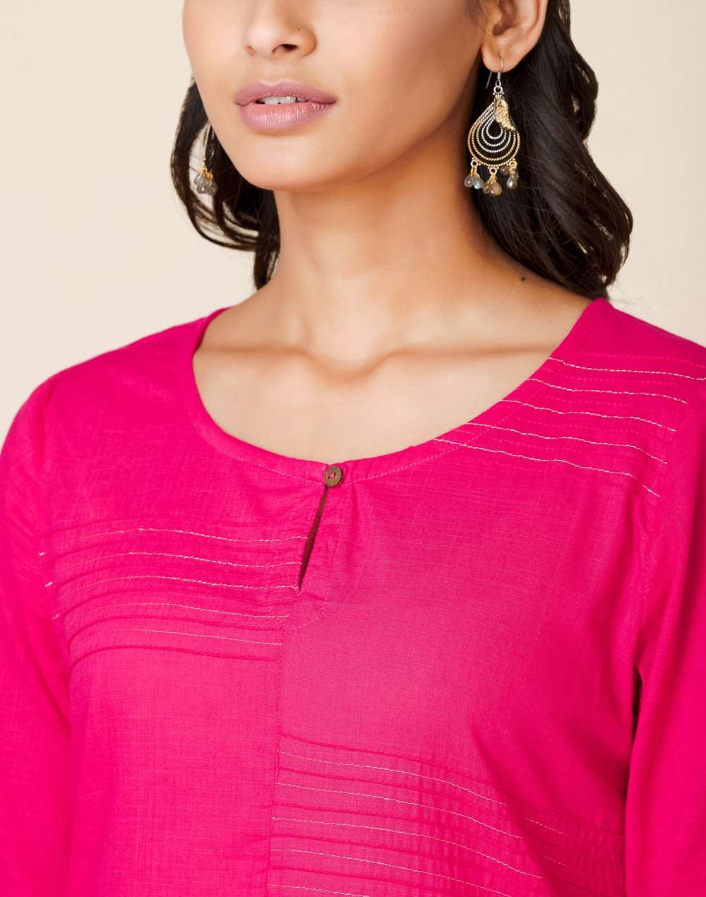 Cotton Textured Slim Fit Long Kurta