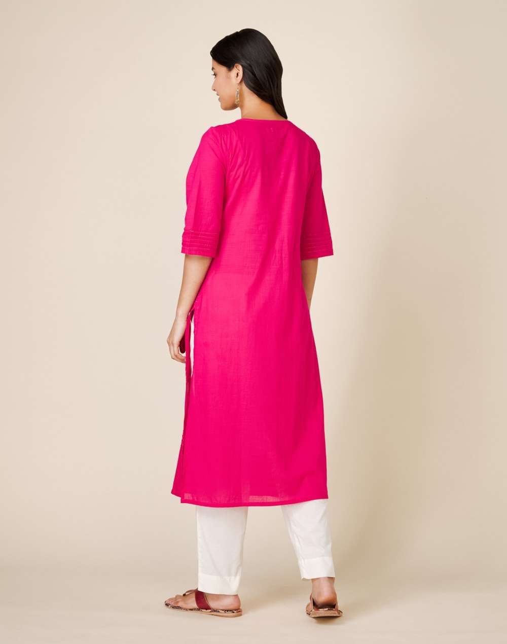 Cotton Textured Slim Fit Long Kurta