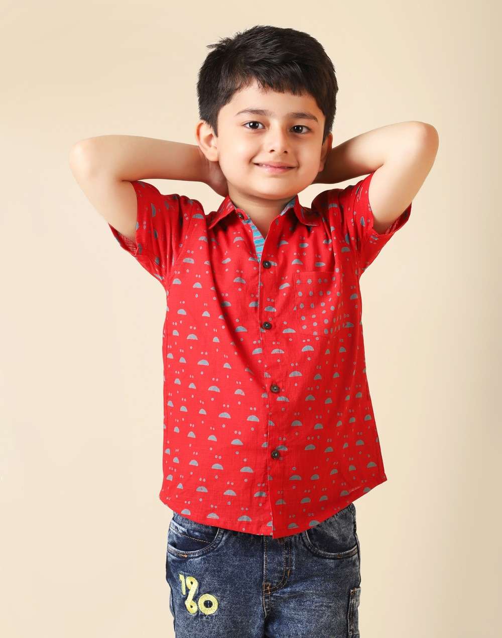 Cotton Slub Block Printed Shirt