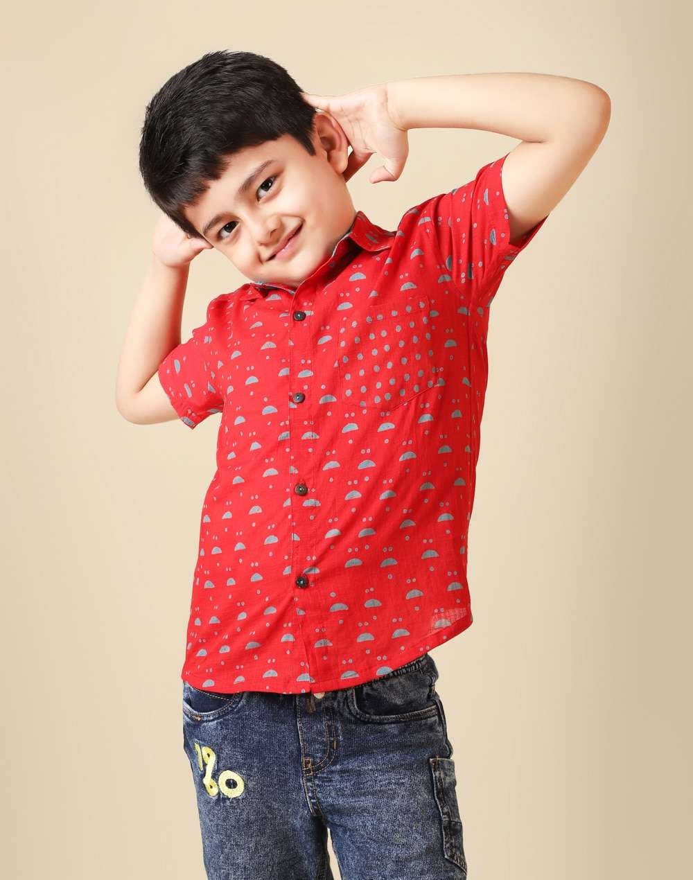 Cotton Slub Block Printed Shirt