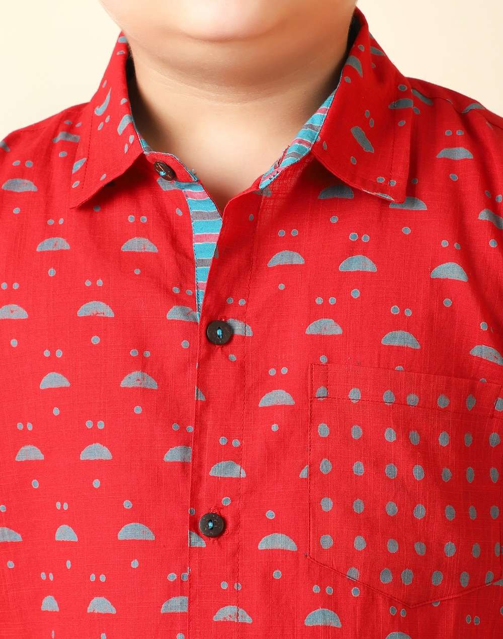 Cotton Slub Block Printed Shirt