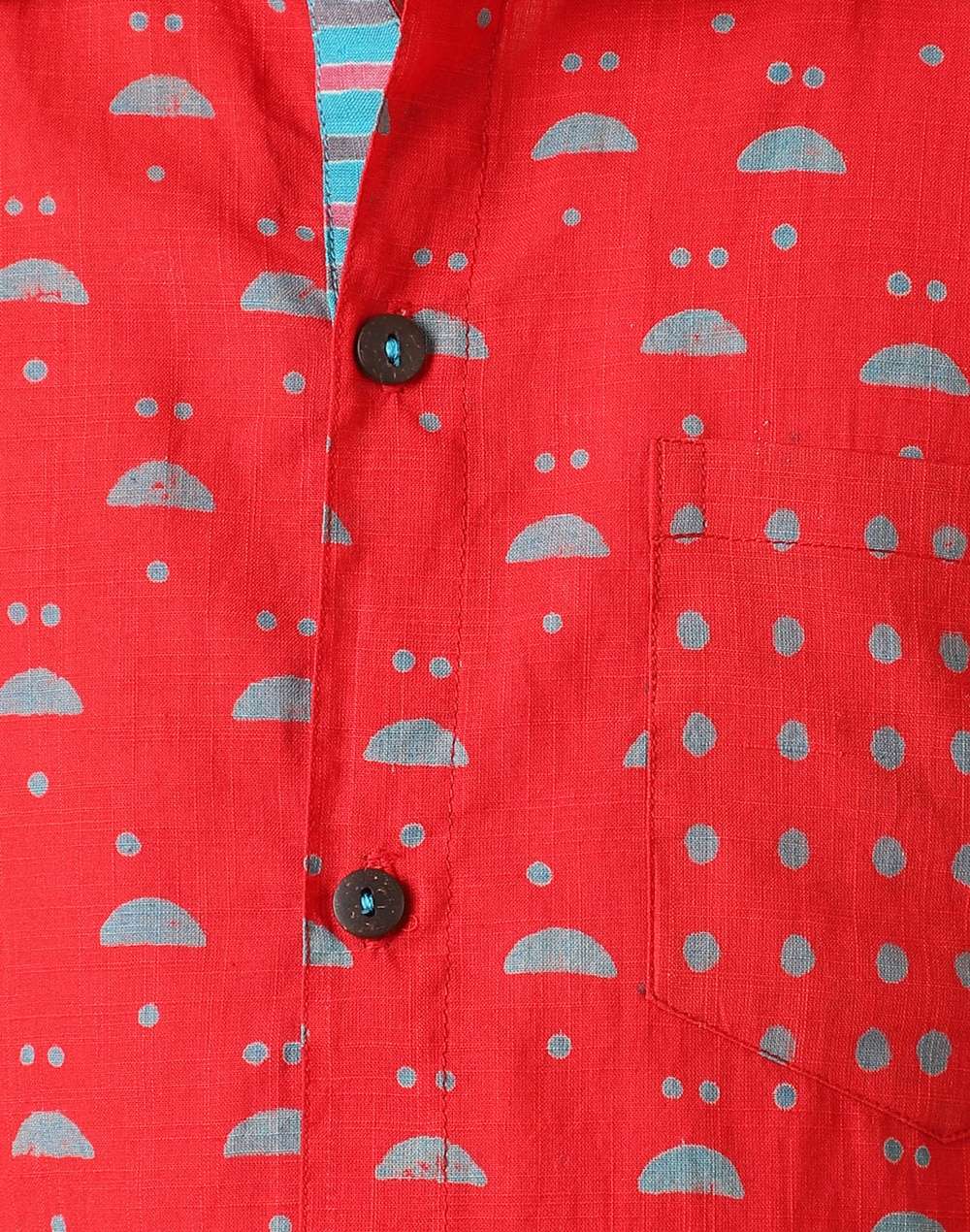 Cotton Slub Block Printed Shirt