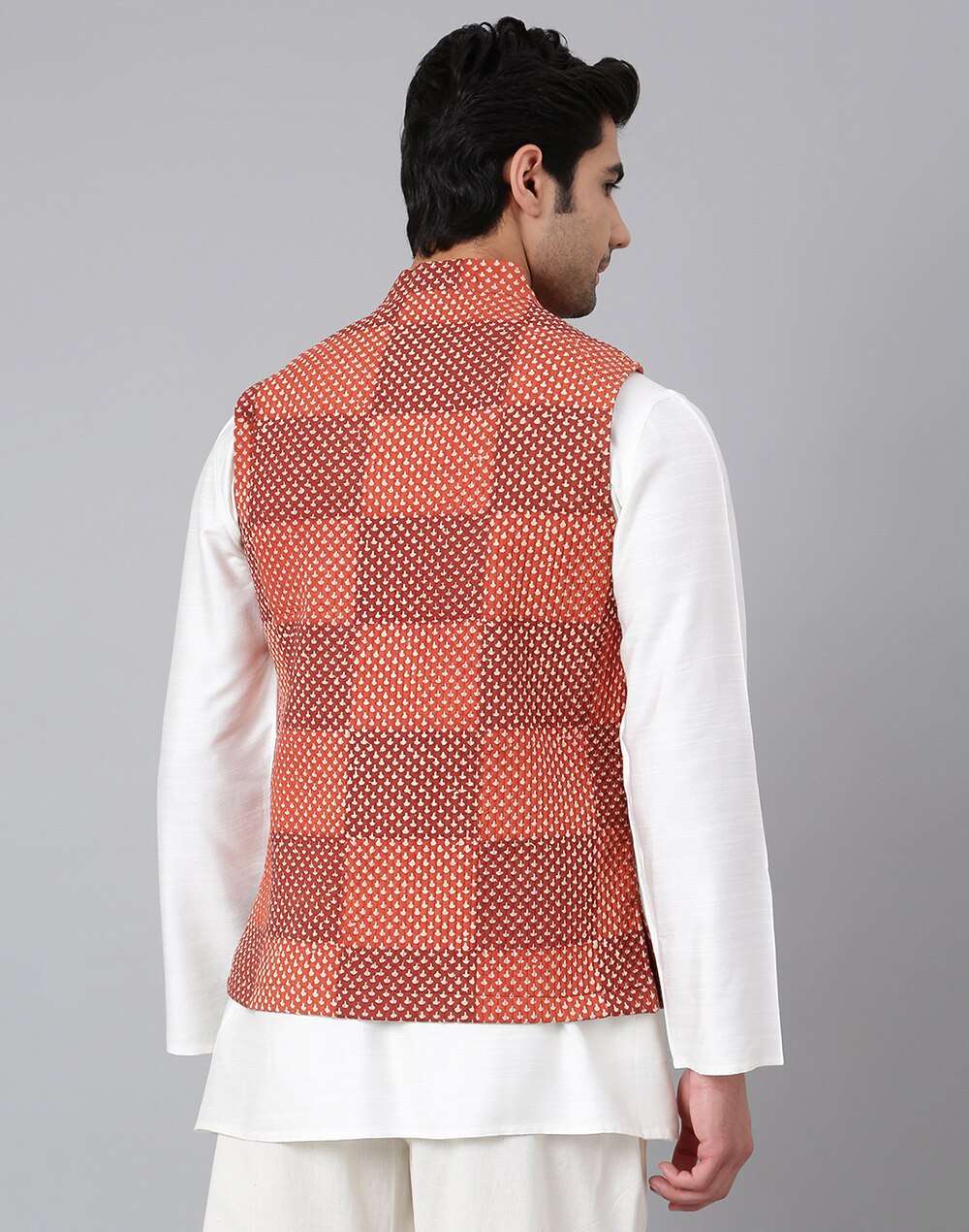 Cotton Printed Quilted Nehru Jacket