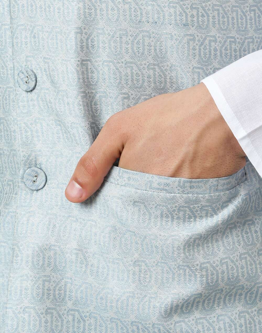 Chinese Collar Viscose Silk Jacquard Nehru Jacket