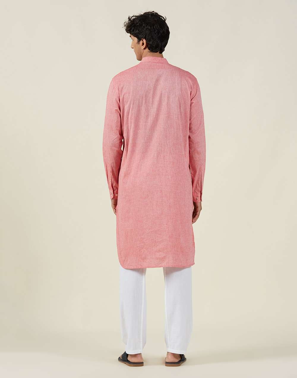 Cotton Chikankari Slim Fit Long Kurta With Cuff