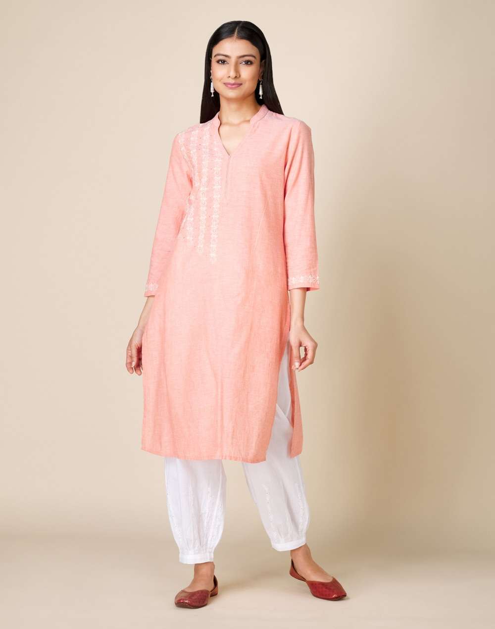 Cotton Embroidered Knee Length Kurta