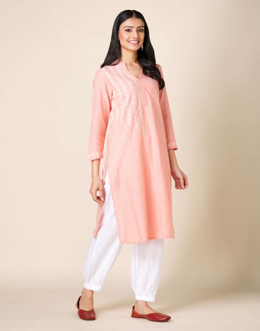 Cotton Embroidered Knee Length Kurta