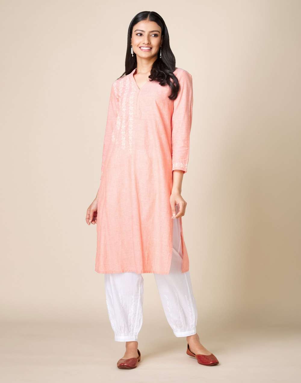 Cotton Embroidered Knee Length Kurta