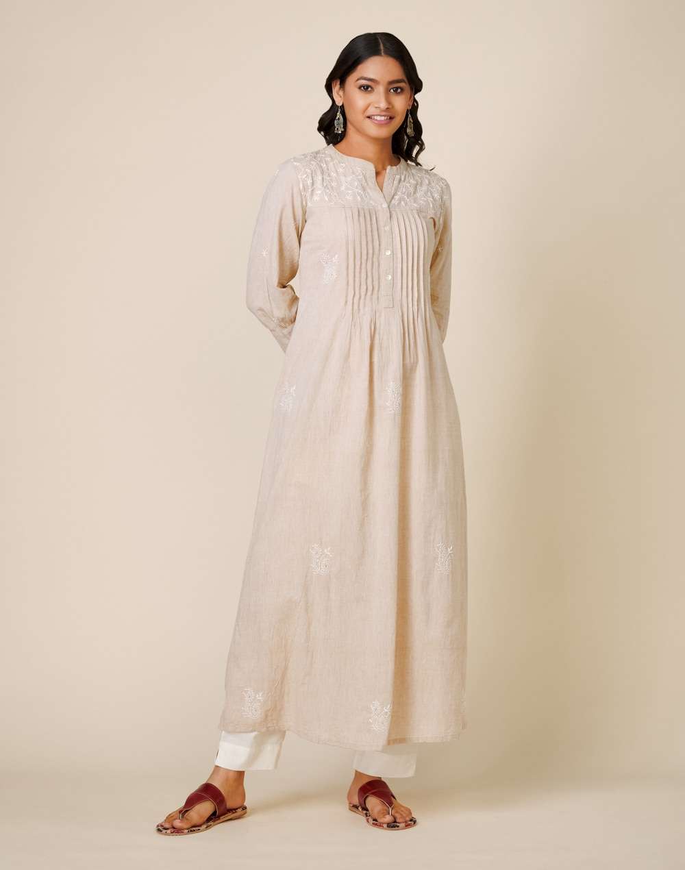 Cotton Embroidered Slim Fit Long Kurta