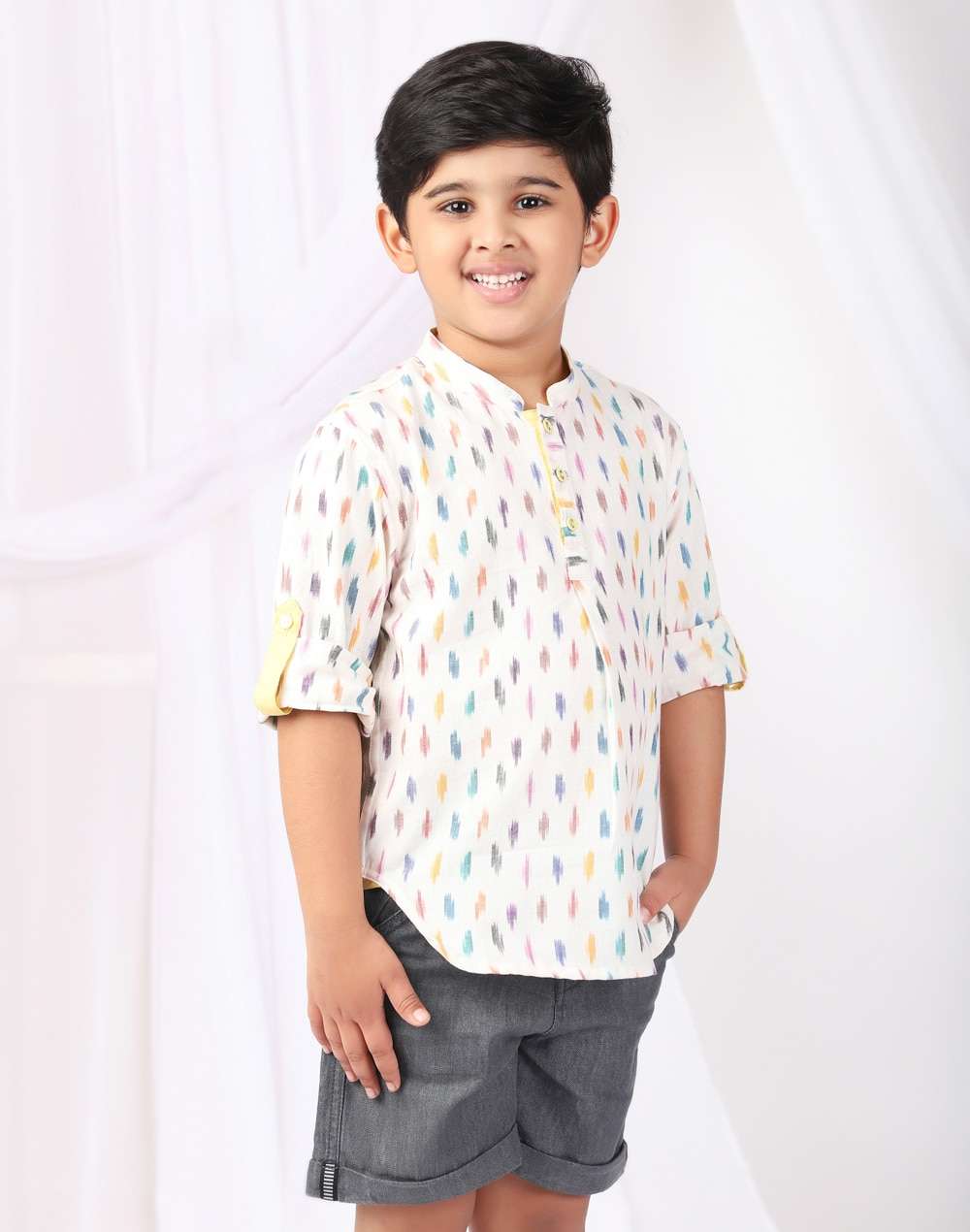 Cotton Woven Ikat Short Kurta