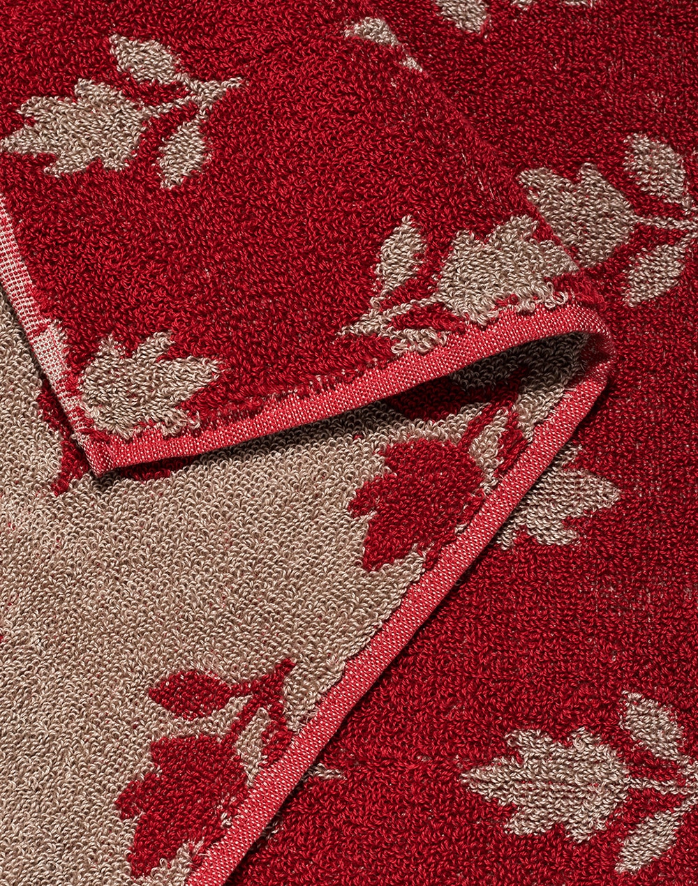 Red Smriti Cotton Pile Face Towel